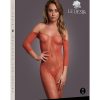Le Desir Lace Long Sleeved Bodystocking - O/S - Sunset Glow Orange