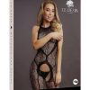 Le Desir Crotchless Leopard Bodystocking - O/S - Black