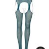 Le Desir Suspender Pantyhose with Strappy Waist - O/S - Blue