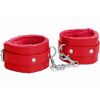 Ouch! Plush Leather Wrist Cuff - Red