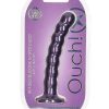 Ouch! Beaded G-Spot Silicone Dildo 6.5in - Metallic Purple
