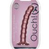 Ouch! Beaded G-Spot Silicone Dildo 6.5in - Metallic Rose Gold