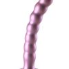 Ouch! Beaded G-Spot Silicone Dildo 8in - Metallic Rose Gold