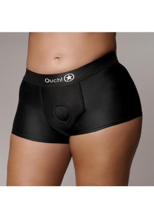 Ouch! Vibrating Strap-On Boxer Rechargeable - XL/2XL - Black