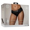 Ouch! Vibrating Strap-On High-Cut Brief Rechargeable - M/L - Black