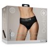 Ouch! Vibrating Strap-On High-Cut Brief Rechargeable - XS/SM - Black