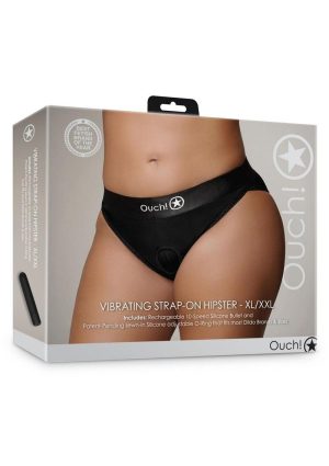 Ouch! Vibrating Strap-On Hipster Rechargeable - XL/2XL - Black