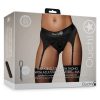 Ouch! Vibrating Strap-On Thong with Adjustable Garters Rechargeable - M/L - Black
