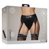 Ouch! Vibrating Strap-On Thong with Adjustable Garters Rechargeable - XS/SM - Black