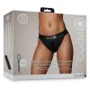 Ouch! Vibrating Strap-On Thong with Removable Butt Straps Rechargeable - M/L - Black