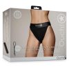 Ouch! Vibrating Strap-On Panty Harness with Open Back Rechargeable - XS/SM - Black