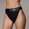 Ouch! Vibrating Strap-On Panty Harness with Open Back Rechargeable - XS/SM - Black