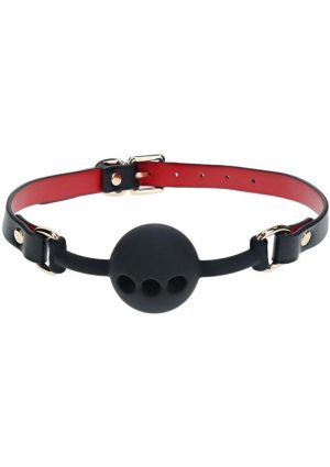 Ouch! Milan Collection Silicone Ball Gag - Black/Red