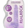 RealRock Crystal Clear Dildo with Balls 6in - Purple