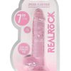 RealRock Crystal Clear Dildo with Balls 7in - Pink
