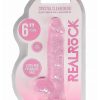 RealRock Crystal Clear Dildo with Balls 6in - Pink