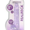 RealRock Crystal Clear Dildo with Balls 8in - Purple