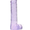 RealRock Crystal Clear Dildo with Balls 8in - Purple