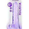 RealRock Crystal Clear Realistic Dildo with Balls 10in - Purple