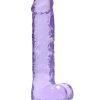 RealRock Crystal Clear Realistic Dildo with Balls 10in - Purple