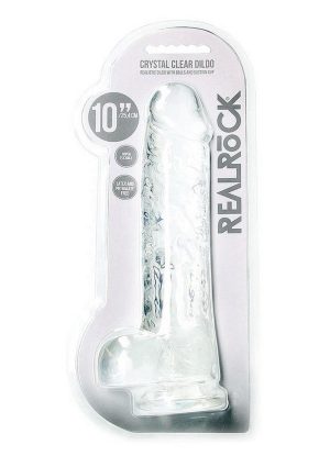 RealRock Crystal Clear Realistic Dildo with Balls 10in - Clear