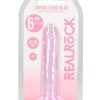 RealRock Crystal Clear Straight No Balls Dildo 6in - Pink