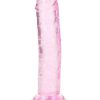 RealRock Crystal Clear Straight No Balls Dildo 6in - Pink
