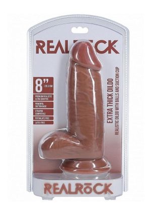 RealRock Ultra Realistic Skin Extra Thick with Balls 8in - Caramel