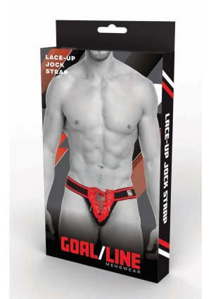 Goal Line Lace-Up Jockstrap - Large/XLarge - Red