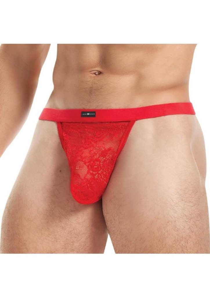 Lace King Lace G-String - Medium/Large - Red