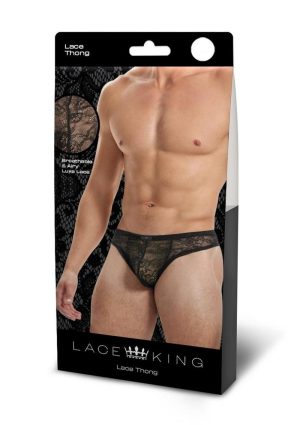 Lace King Lace Thong - M/L - Black