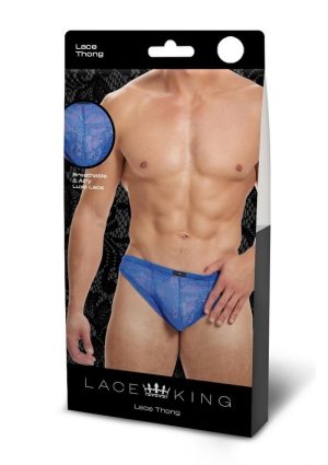 Lace King Lace Thong - L/XL - Blue