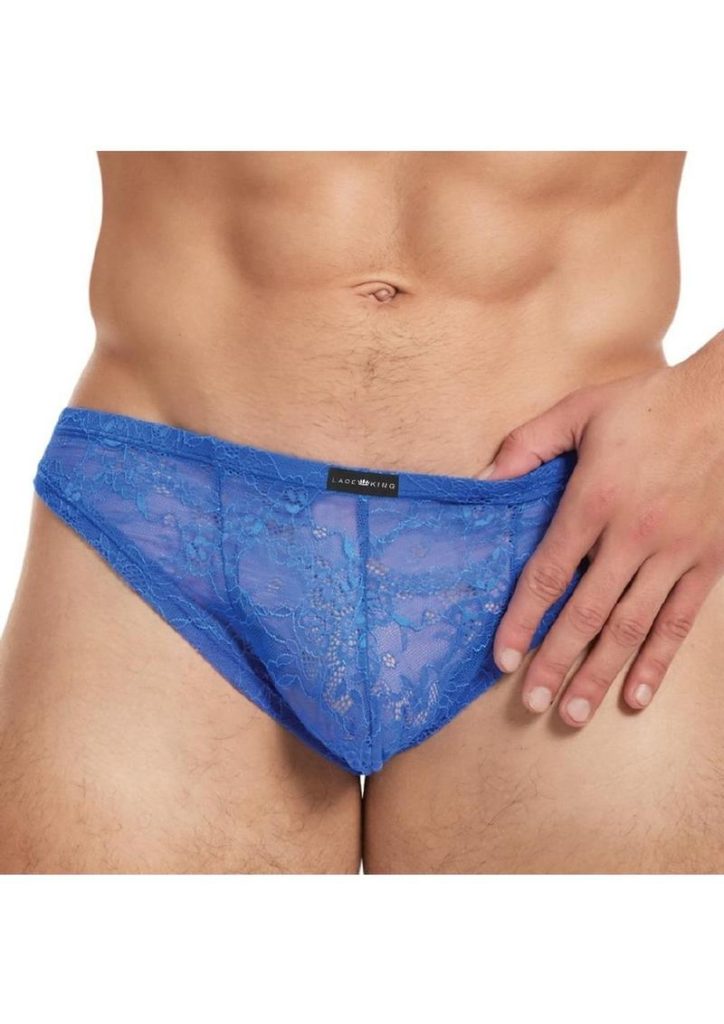 Lace King Lace Thong - S/M - Blue