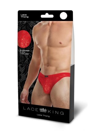 Lace King Lace Thong - L/XL - Red