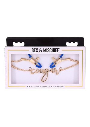 Sex and Mischief Cougar Nipple Clamps - Navy/Gold