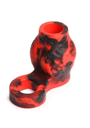 Creature Cocks Hell Hound Silicone Penis Sleeve - Medium - Red/Black