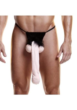 Fundies Foot Long Thong With Paper Ruler - OS - Black