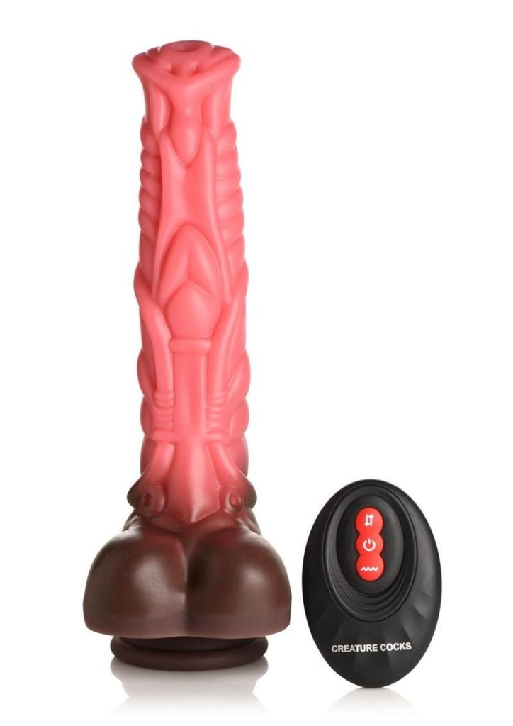 Creature Cocks Deluxe Centaur Thrusting and Vibrating Rechargeable Silicone Dildo - Pink/Brown