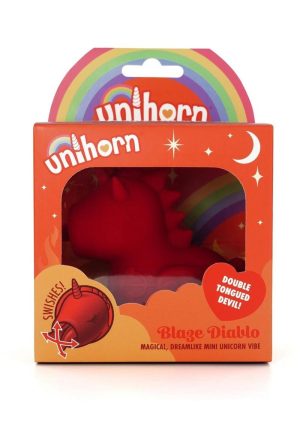 Unihorn Blaze Diablo The Forked Tongue One Rechargeable Silicone Clitoral Vibrator - Red