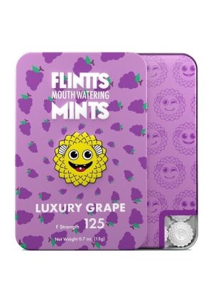 Flintts Mints Mouth Watering Oral Delights - Luxury Grape (F Strength 125) - 28-30 per tin