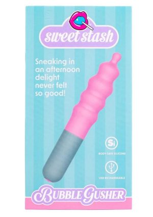 Rock Candy Bubble Gusher Rechargeable Silicone Vibrator - Pink/Gray