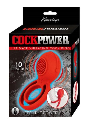 Cockpower Ultimate Vibrating Rechargeable Silicone Cock Ring - Red