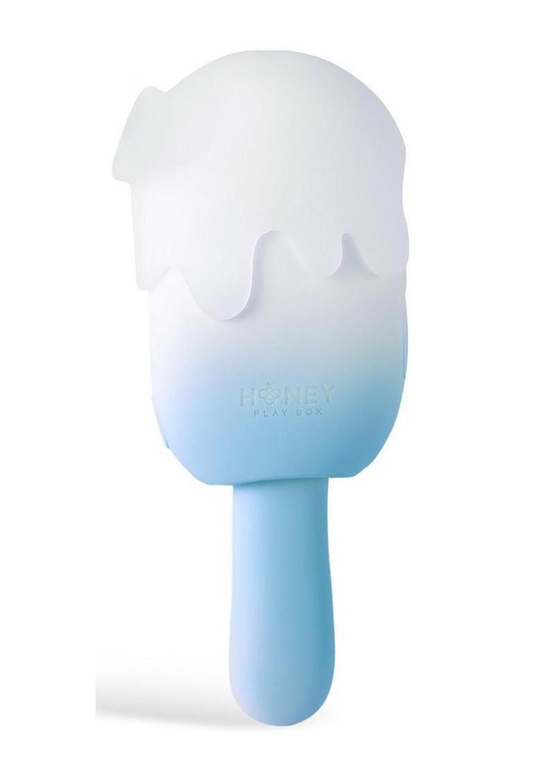 Bite Me Sucking Tapping and Vibrating Silicone Rechargeable Cream Pop Stimulator - Blue/White