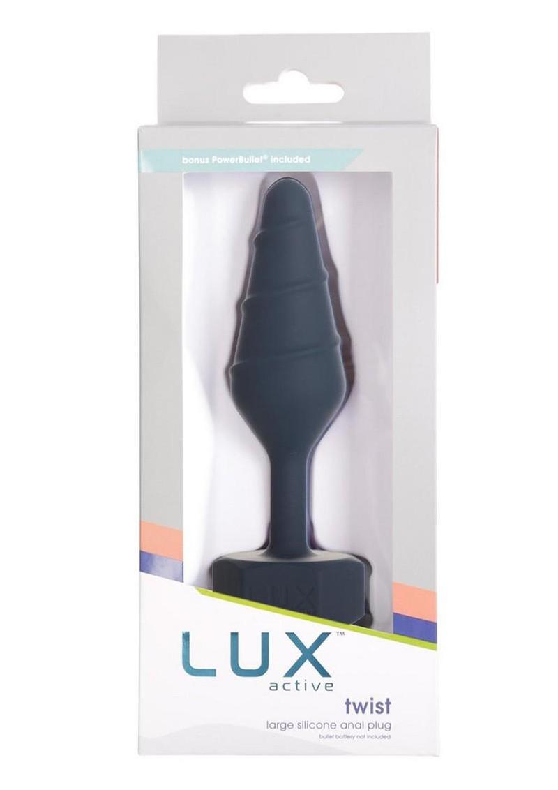 Lux Active Twist Rechargeable Silicone Anal Plug - Large - Blue
