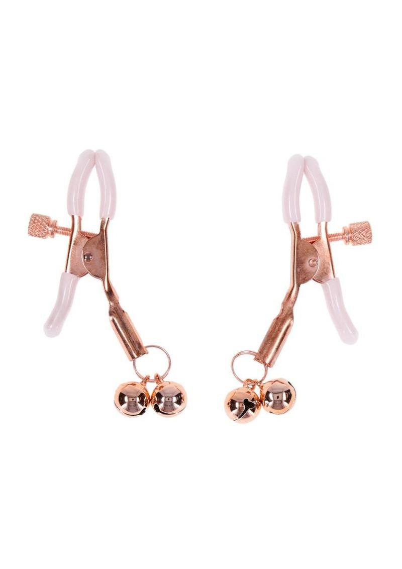 Sex and Mischief Peaches N CreaMe Bell Nipple Clamps - Rose Gold