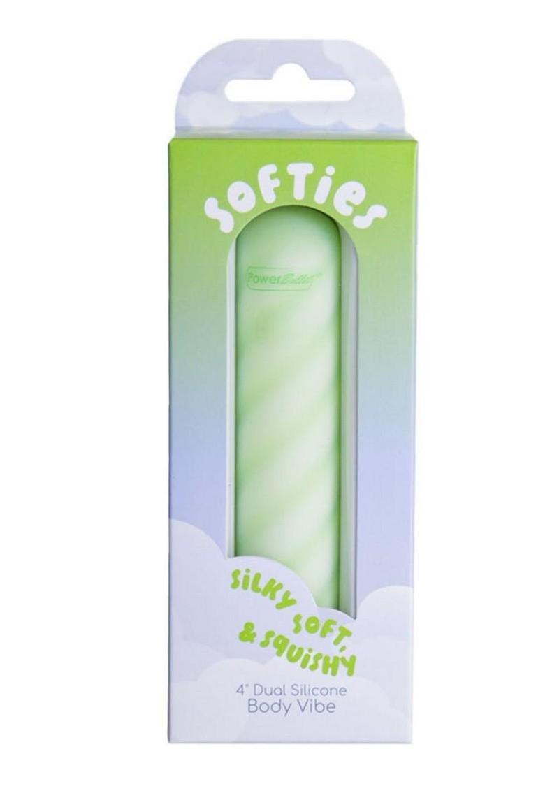 Softies Dual Silicone Rechargeable Body Bullet Vibrator 4in - Green
