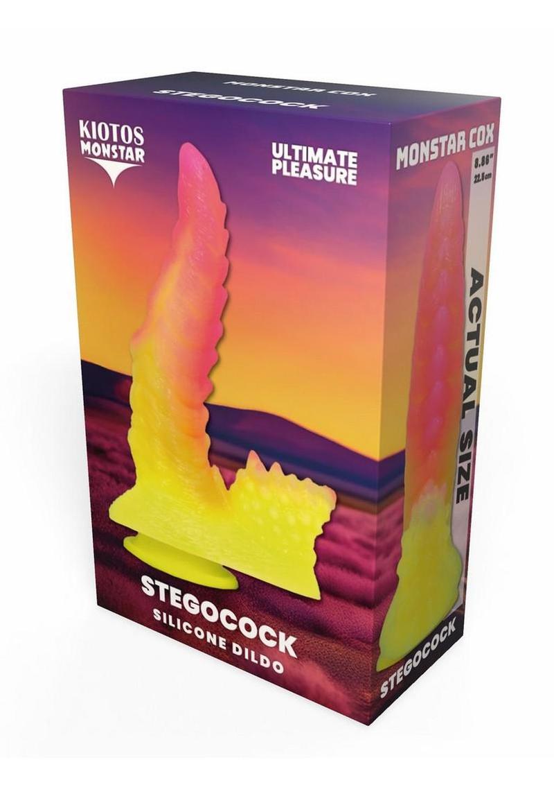 Kiotos Monstar Cox StegoCock Silicone Dildo with Suction Cup - Red/Yellow